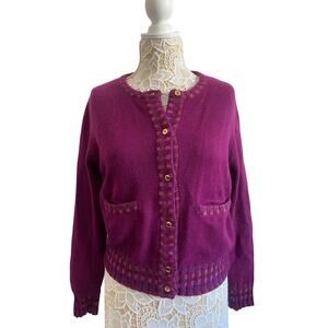 Happy Sheep Cashmere Fuschia Cardigan NWT XL